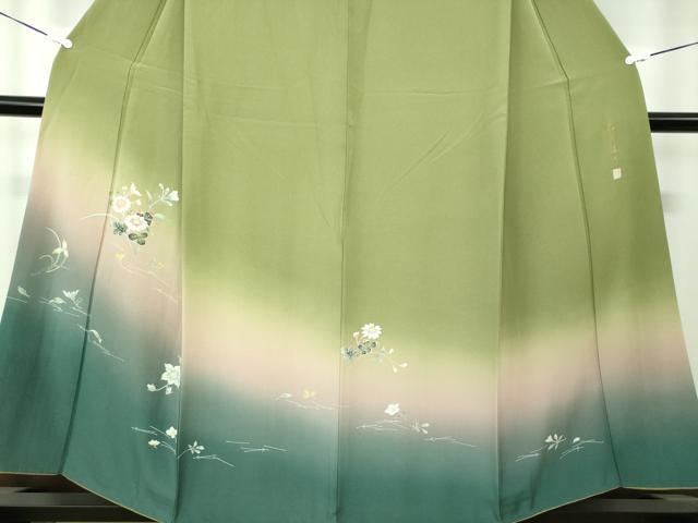平和屋着物●池坊保子 訪問着 友禅 草花文 暈し染め 正絹 逸品 DAAV6614ps