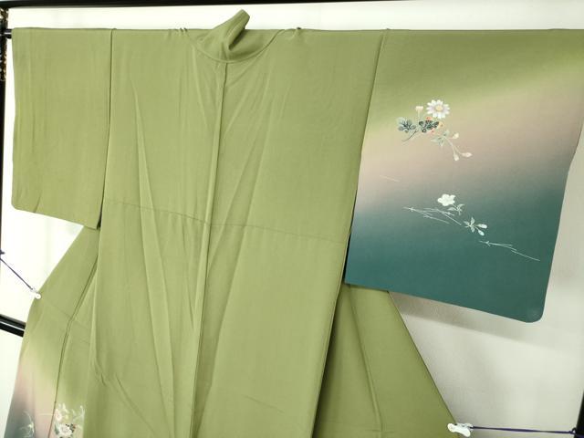 平和屋着物●池坊保子 訪問着 友禅 草花文 暈し染め 正絹 逸品 DAAV6614ps