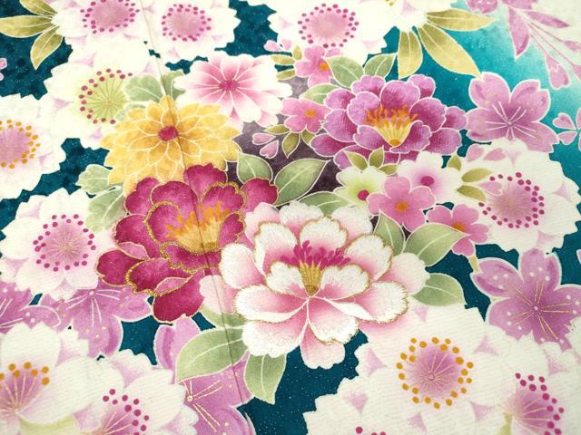 平和屋着物●豪華振袖 刺繍 枝垂れ桜 花丸文 暈し染め 金彩 銀通し地 正絹 逸品 DAAV6618ps