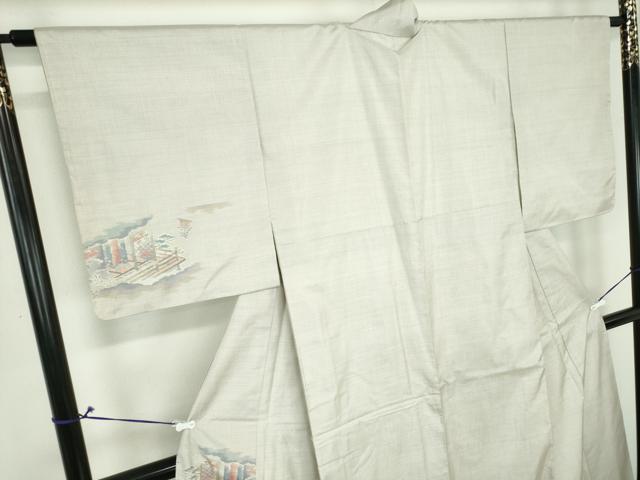 平和屋着物●都喜ヱ門 本場大島紬 訪問着 白大島 9マルキ 総絣 宮家の人々 藤絹織物謹製 証紙付 正絹 逸品 未使用 DAAV6623ps