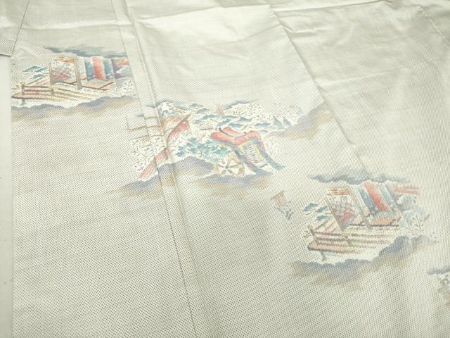 平和屋着物●都喜ヱ門 本場大島紬 訪問着 白大島 9マルキ 総絣 宮家の人々 藤絹織物謹製 証紙付 正絹 逸品 未使用 DAAV6623ps