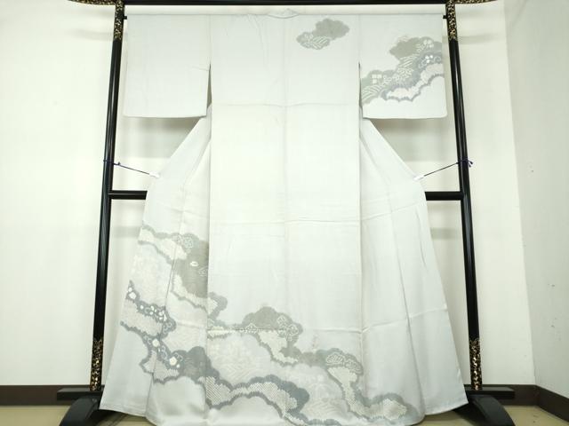 平和屋着物●中国三大刺繍 相良刺繍 訪問着 絞り 雲取り花文 金彩 正絹 逸品 DAAV6706ps