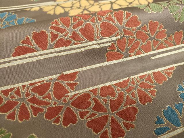 平和屋着物●六通柄袋帯 花菱文 金糸 正絹 逸品 DAAV6761ps
