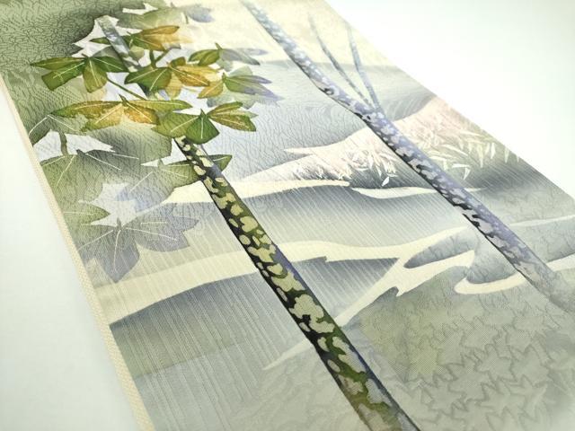 平和屋着物●江戸友禅作家 三辻与四昭 九寸開き名古屋帯 風景文 金彩 正絹 逸品 DAAV6822ps