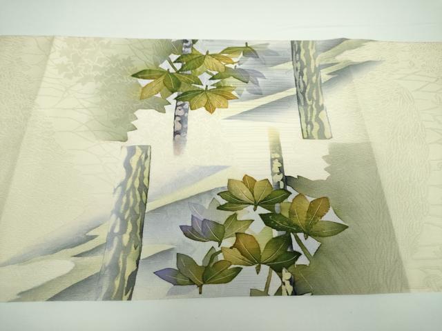 平和屋着物●江戸友禅作家 三辻与四昭 九寸開き名古屋帯 風景文 金彩 正絹 逸品 DAAV6822ps