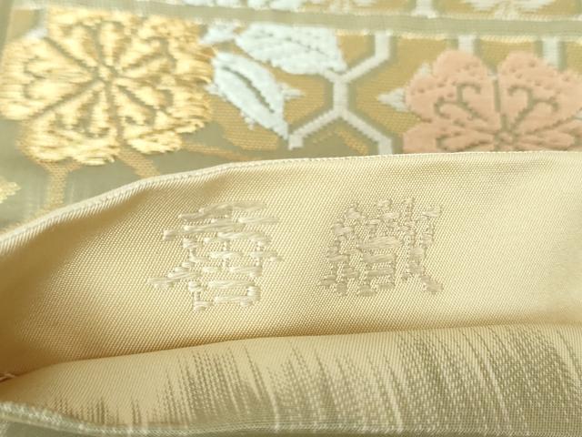 平和屋着物●六通柄袋帯 唐織 雲取花の丸 金糸 正絹 逸品 DAAV6888ps