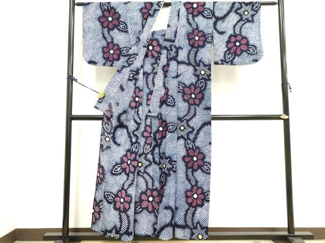 平和屋着物∴夏物 浴衣 有松鳴海絞り 花唐草文 綿 逸品 DAAV7259cd