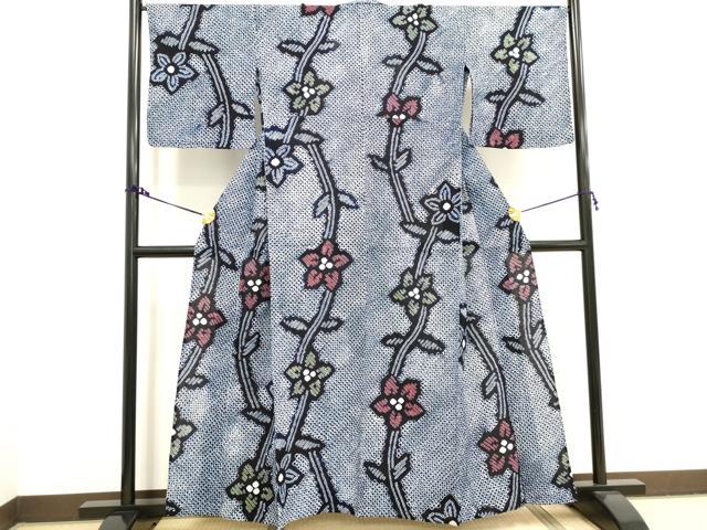 平和屋着物∴夏物 浴衣 有松鳴海絞り 枝花文 綿 逸品 DAAV7263cd