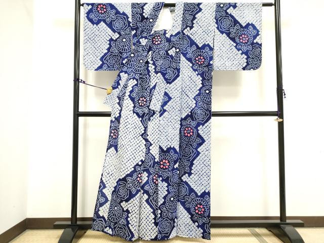 平和屋着物∴夏物 浴衣 有松鳴海絞り 花繋ぎ 綿 逸品 DAAV7270cd