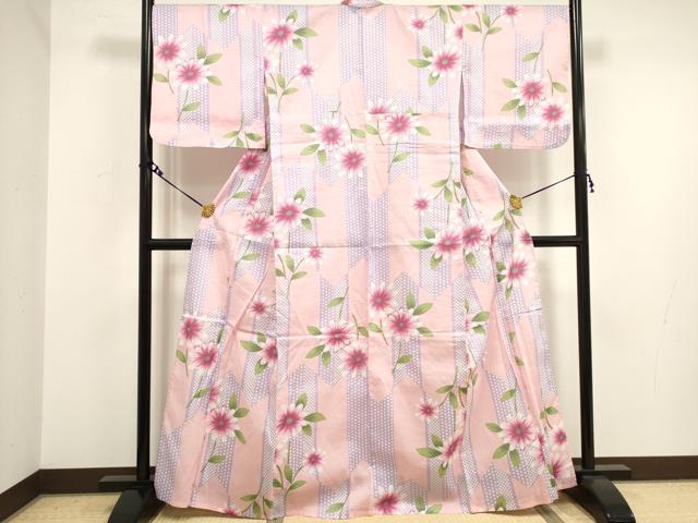 平和屋着物∴夏物 浴衣 綿紅梅 枝花文 綿 逸品 DAAQ4547mcd