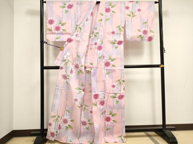 平和屋着物∴夏物 浴衣 綿紅梅 枝花文 綿 逸品 DAAQ4547mcd