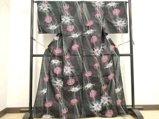 平和屋着物∴夏物 浴衣 彼岸花 綿 逸品 DAAV7303cd