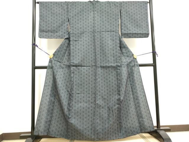 平和屋着物∴夏物 小紋・浴衣兼用 麻の葉文様 DAAV7311cd