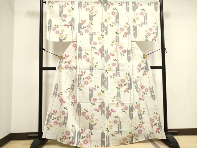平和屋着物∴夏物 浴衣 綿紅梅 花蝶文 逸品 DAAV7321cd