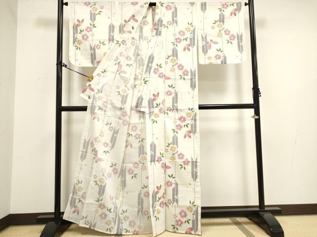 平和屋着物∴夏物 浴衣 綿紅梅 花蝶文 逸品 DAAV7321cd