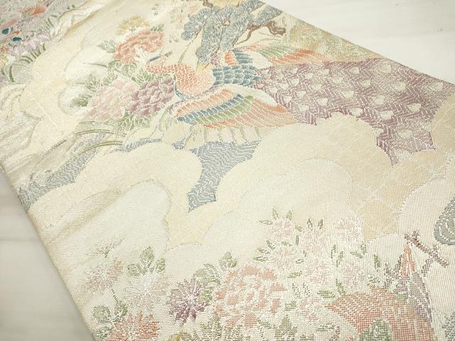 平和屋着物◎本箔佐賀錦 六通柄袋帯 花鳥文 金銀糸 正絹 逸品 DAAV7348cd