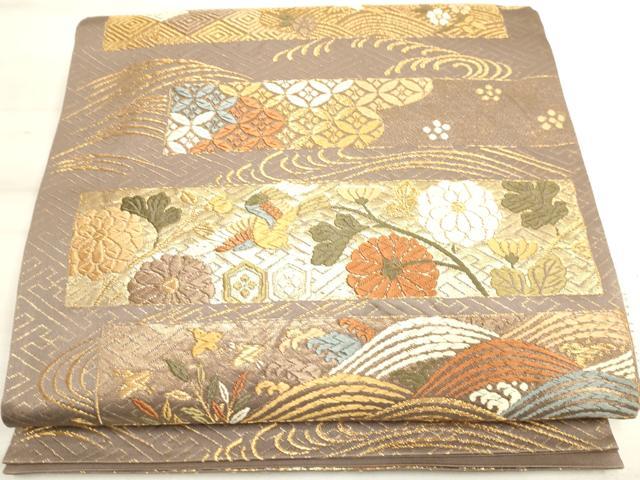 平和屋着物◎六通柄袋帯 唐織 花鳥文 金糸 正絹 逸品 DAAV7358cd