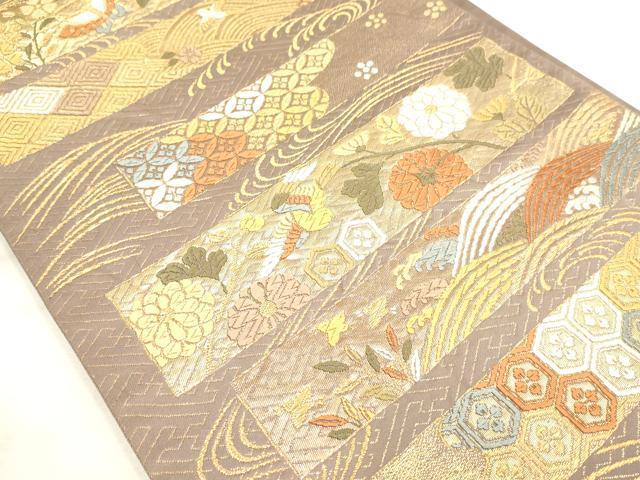 平和屋着物◎六通柄袋帯 唐織 花鳥文 金糸 正絹 逸品 DAAV7358cd