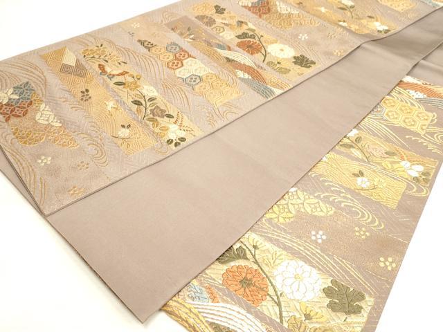 平和屋着物◎六通柄袋帯 唐織 花鳥文 金糸 正絹 逸品 DAAV7358cd