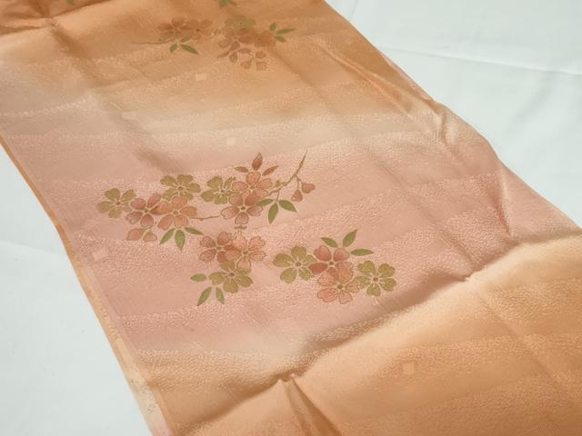 平和屋着物●和装小物 帯締め・帯揚げセット・箱入り 枝桜 暈し染め 金彩 逸品 未使用 DAAV8021by