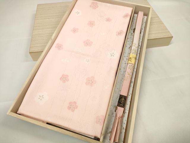 平和屋着物●和装小物 帯締め・帯揚げセット 舞梅文 手組 高麗組 金糸 逸品 未使用 DAAV8032zzz