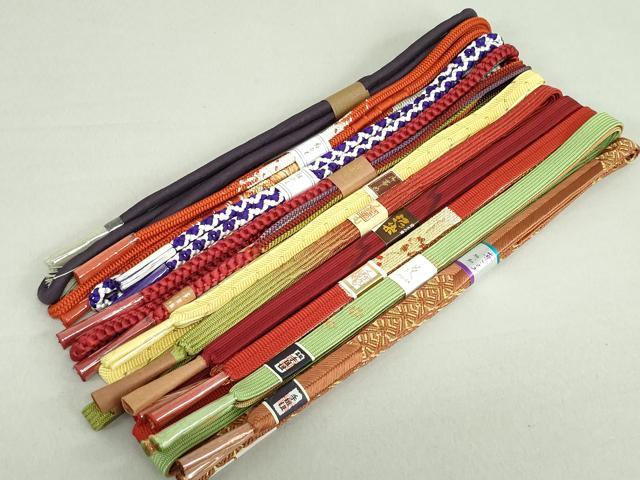 平和屋着物●和装小物 帯締め10本 泥染 高麗組 くみひも 金糸 逸品 未使用 DAAV8036by