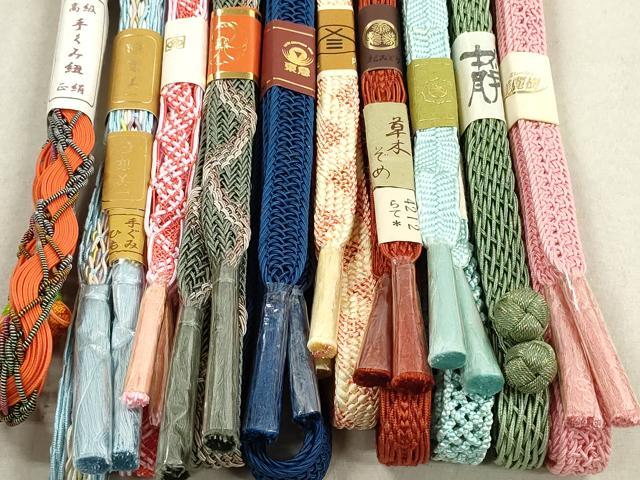 平和屋着物*夏物 和装小物 帯締め10本 手くみ紐 草木染 金糸 東急百貨店扱い 逸品 未使用 DAAV8111by
