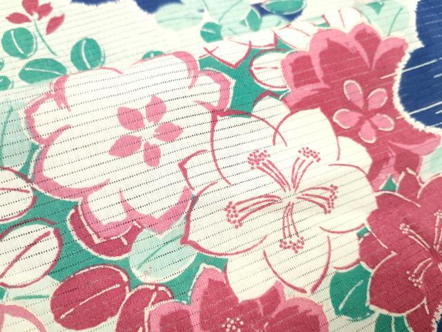 平和屋着物*夏物 アンティーク 大正ロマン 小紋 反物 着尺 絽 草花雲文 未使用 DAAV8286zzz
