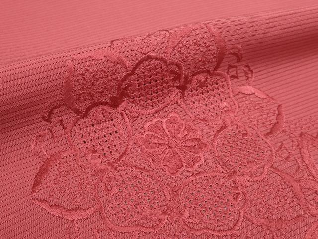 平和屋着物*夏物 中国三大刺繍 汕頭刺繍 付下げ 反物 着尺 絽 堅牢染 正倉院花 臙脂色 逸品 未使用 DAAV8288zzz