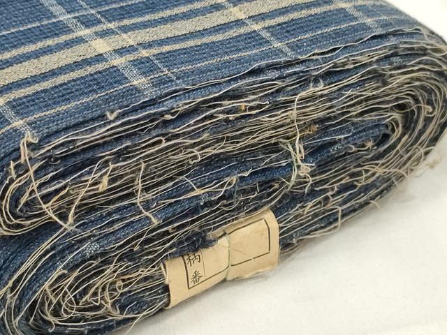 平和屋着物∴夏物 浴衣 反物 着尺 松風縮 紅花 格子柄 綿 逸品 未使用 DAAV8293zzz