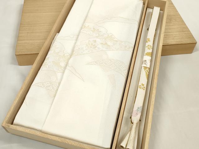 平和屋着物●和装小物 帯締め・帯揚げセット 蒔絵雪輪草花 手組紐 高麗組 金糸 逸品 未使用 DAAV8391zzz