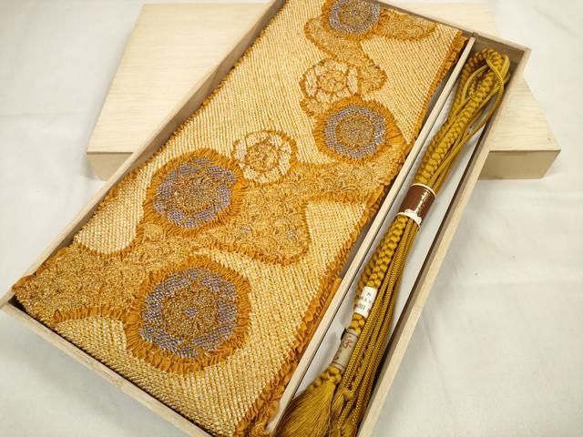 平和屋着物●和装小物　帯締め・帯揚げセット　振袖用　総絞り　流水花文　ラメ付き　手組紐　逸品　未使用　DAAV8477zzz 平和屋着物○和装小物 帯締め・帯揚げセット 振袖用 総絞り 流水花文