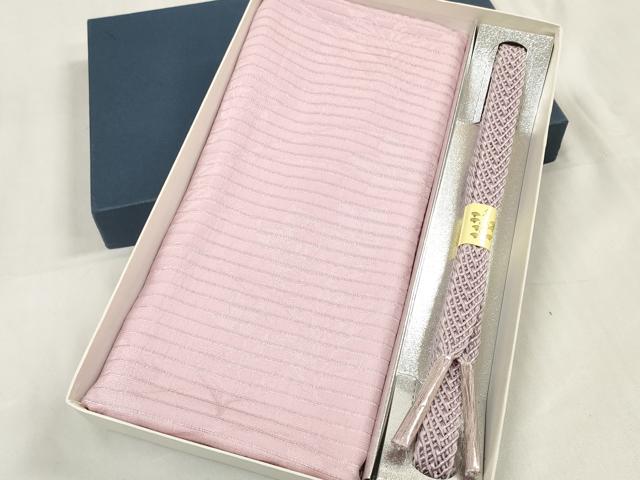 平和屋着物＊夏物　和装小物　帯締め・帯揚げセット　絽　桔梗地紋　撫子　組紐　銀糸　全て正絹　逸品　未使用　DABA7121zzz 平和屋着物＊夏物 和装小物 帯締め・帯揚げセット 絽 桔梗地紋 組紐