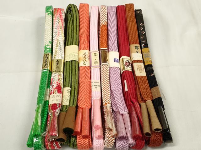 平和屋着物●和装小物 帯締め10本セット 組紐 冠組 花織 金銀糸 全て正絹 逸品 未使用 DAAV8517zzz