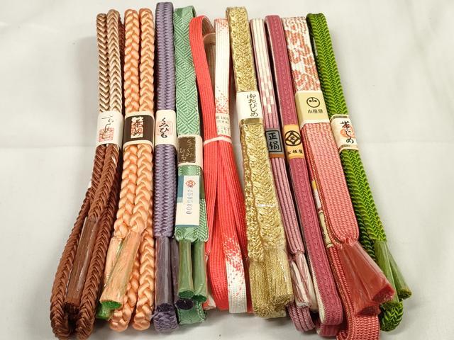 平和屋着物●和装小物 帯締め10本セット 組紐 高麗組 金糸 小田急・松坂屋扱い 全て正絹 逸品 未使用 DAAV8518zzz
