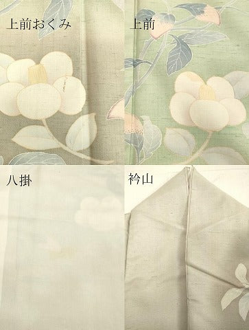 平和屋着物●訪問着 紬地 草花文 正絹 逸品 DAAV8532tw