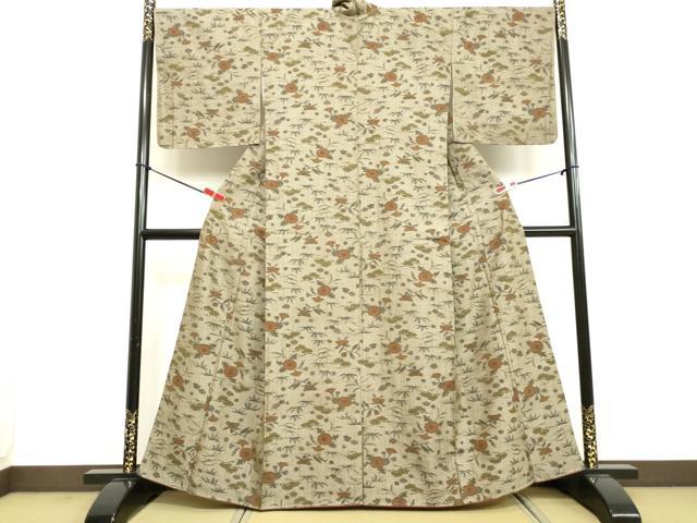 平和屋着物●上質な紬 草花文 正絹 逸品 未使用 DAAV8534tw