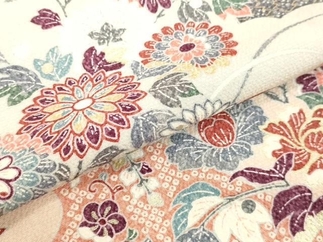 平和屋着物●訪問着 飛鶴霞草花文 暈し染め 金彩 正絹 逸品 DAAV8562tw