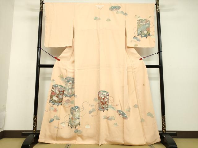 平和屋着物●訪問着 作家物 貝桶花文 蜂蜜色地 正絹 逸品 未使用 DAAV8616tw