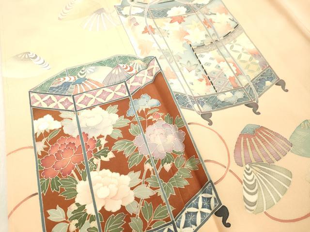 平和屋着物●訪問着 作家物 貝桶花文 蜂蜜色地 正絹 逸品 未使用 DAAV8616tw