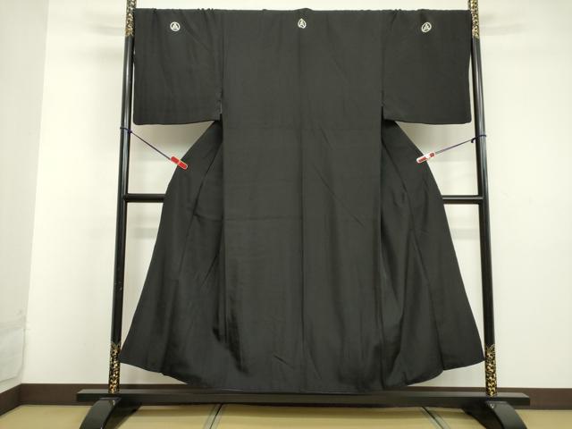 平和屋着物●男性 黒紋付・羽織セット 正絹 逸品 DAAV8681tw