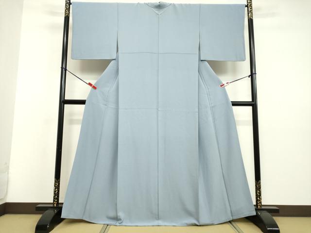 平和屋着物●上質な色無地 スモークブルー色 正絹 逸品 DAAV8691tw