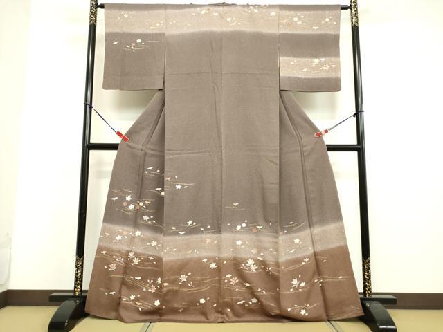 平和屋着物●訪問着 草花文 暈し染め 金彩 正絹 逸品 DAAV8762tw