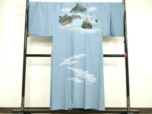 平和屋着物●男性 長襦袢 無双仕立て 風景文 暈し染め 金彩 洗える着物 DAAV8767tw