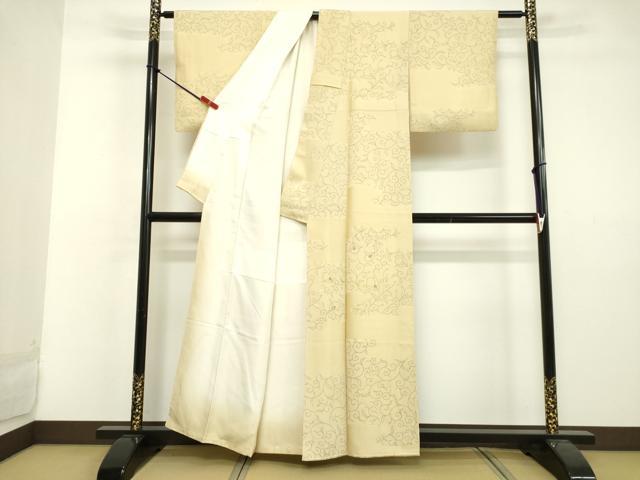 平和屋着物●中国三大刺繍 相良刺繍 訪問着 花唐草文 金糸 正絹 逸品 DAAV8791tw