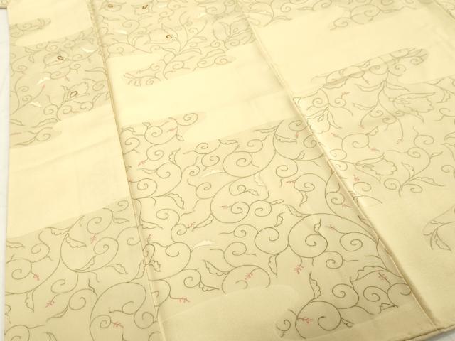 平和屋着物●中国三大刺繍 相良刺繍 訪問着 花唐草文 金糸 正絹 逸品 DAAV8791tw