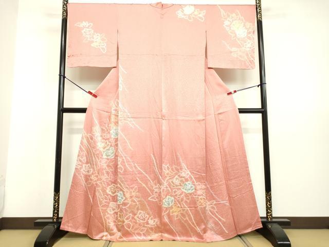 平和屋着物●訪問着 絞り 草花文 金彩 正絹 逸品 未使用 DAAV8817tw