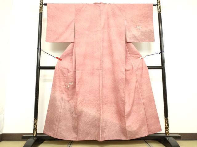 平和屋着物●訪問着 紬地 刺繍 草花文 金彩 正絹 逸品 DAAV8822tw