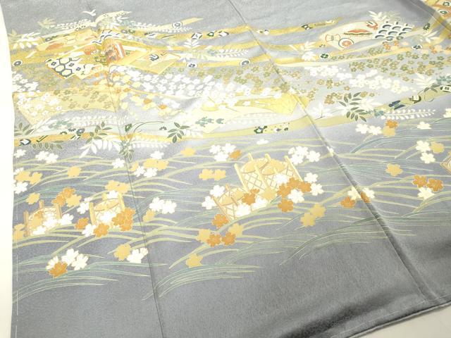 平和屋着物●色留袖 駒刺繍 地紙宝尽くし文 暈し染め 金彩 正絹 逸品 未使用 DAAV8823tw