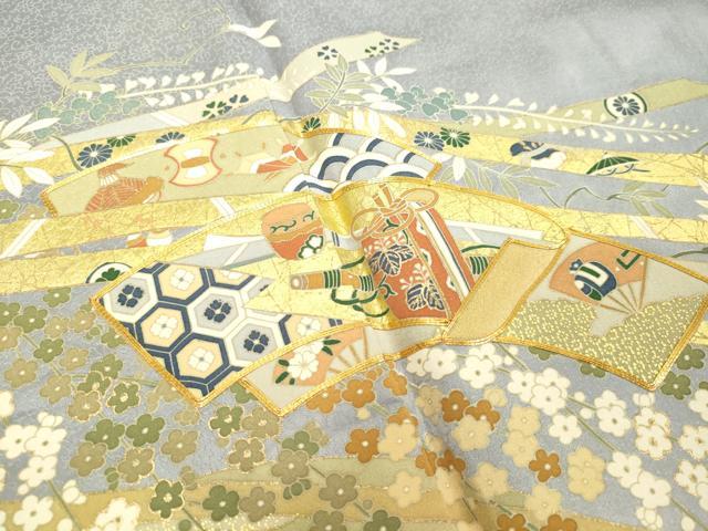 平和屋着物●色留袖 駒刺繍 地紙宝尽くし文 暈し染め 金彩 正絹 逸品 未使用 DAAV8823tw